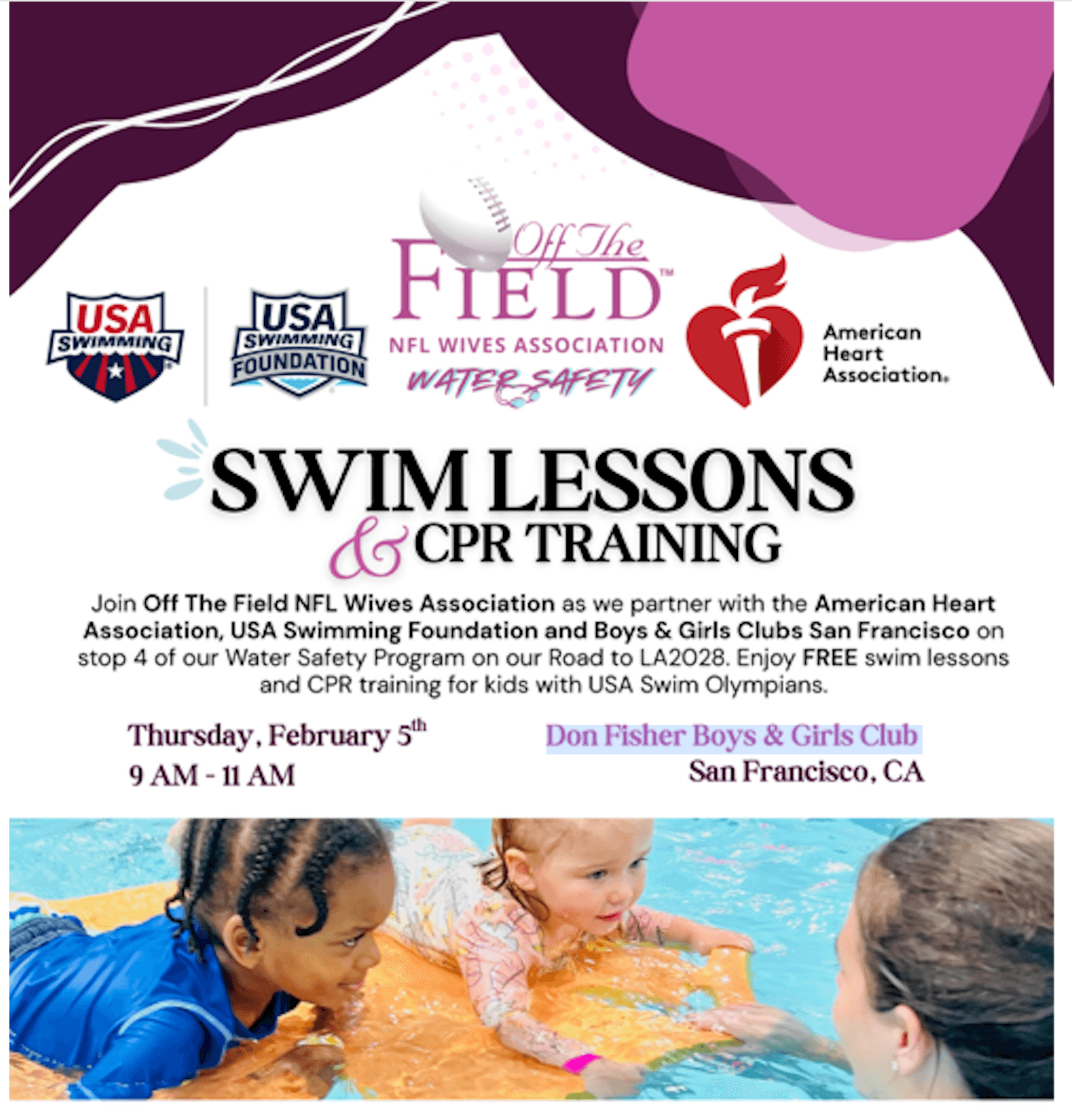 SWIM LESSONS CPR TRAINING poster